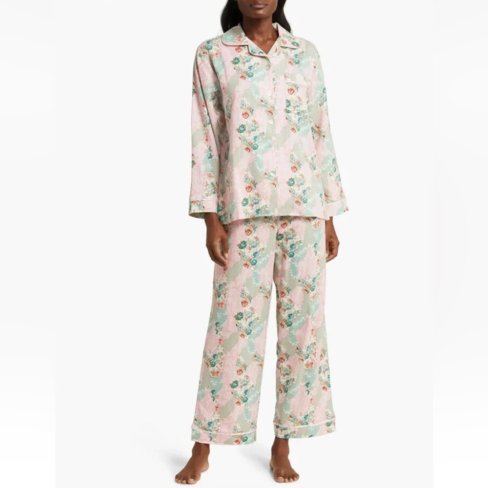 PAPINELLE PJ SET ENGLISH ROSE LONG SLVES LONG PANTS COTTON BLND FLANNEL Size L